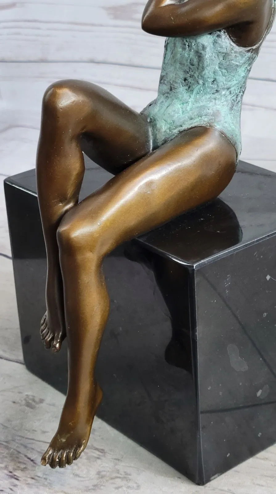 Nude Girl Real Bronze Sculpture Hot Sexy Erotic Original Signed Home Art Decor