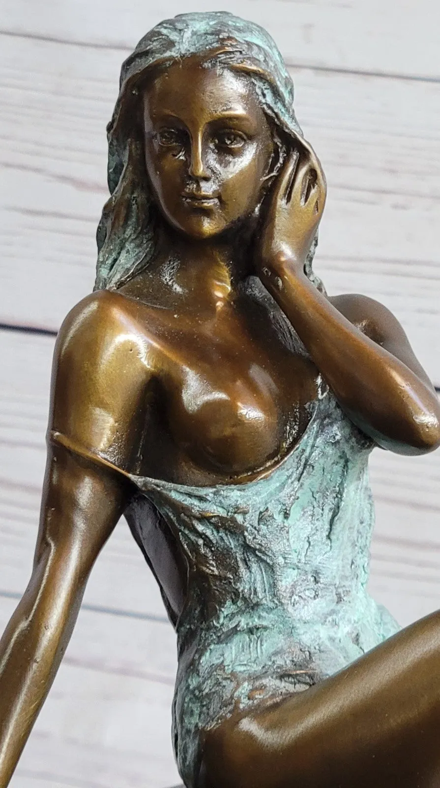 Nude Girl Real Bronze Sculpture Hot Sexy Erotic Original Signed Home Art Decor