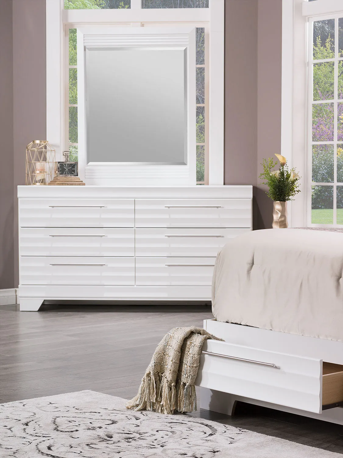 Odense 5-Piece Full Storage Bedroom Set - White