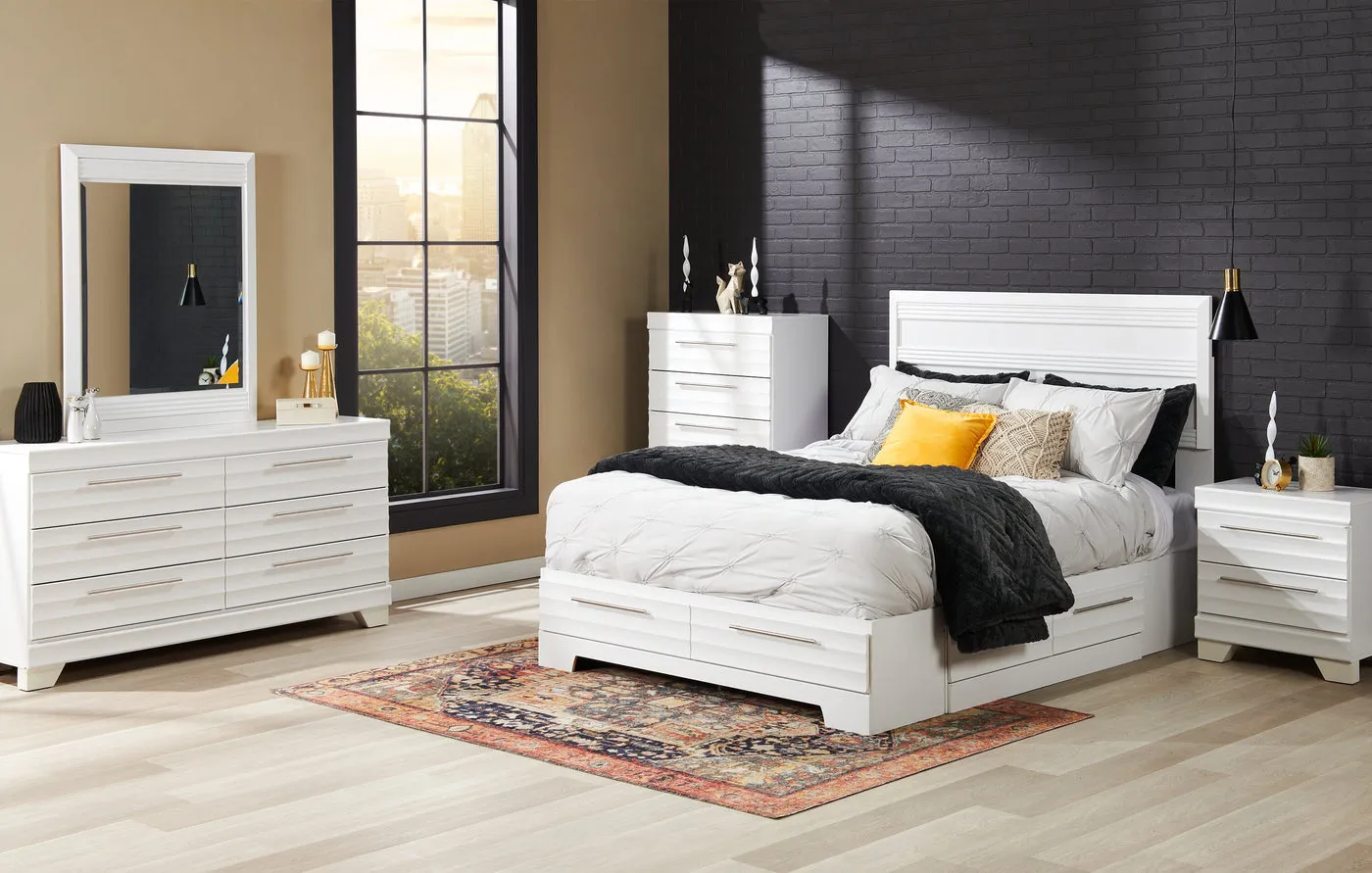 Odense Queen Storage Bed - White