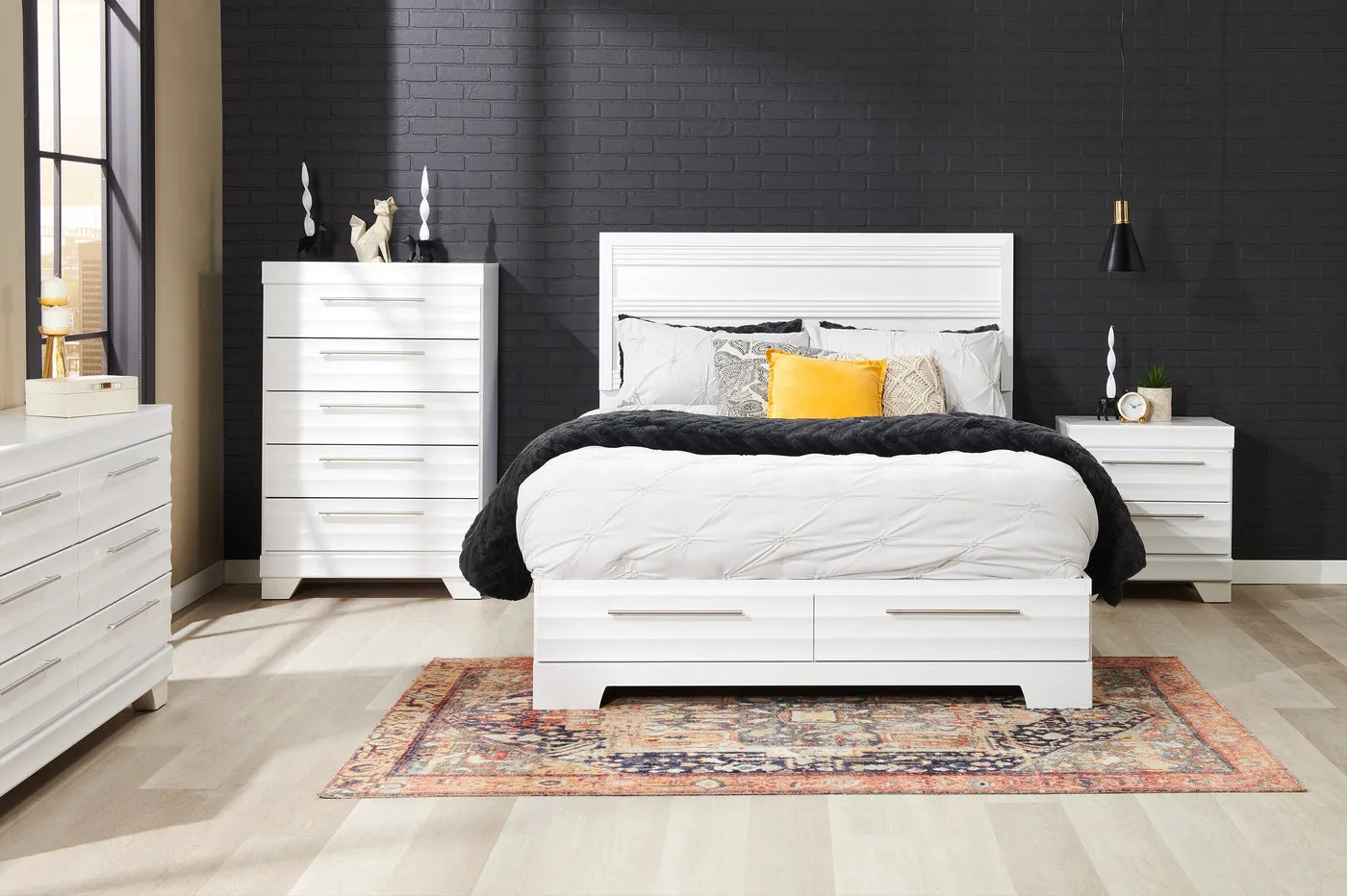 Odense Queen Storage Bed - White