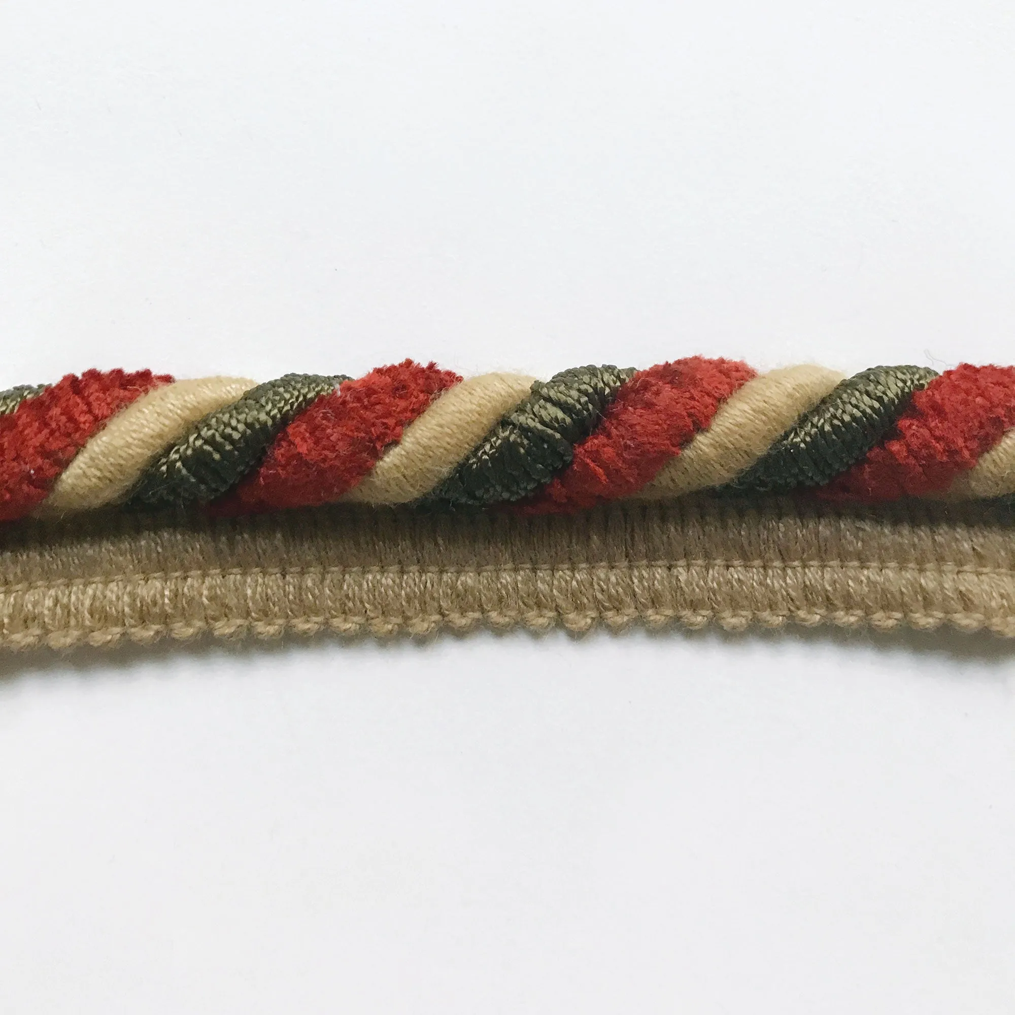 Olive Green and Red High Quality Decorative Lip Cord Trim by the yard