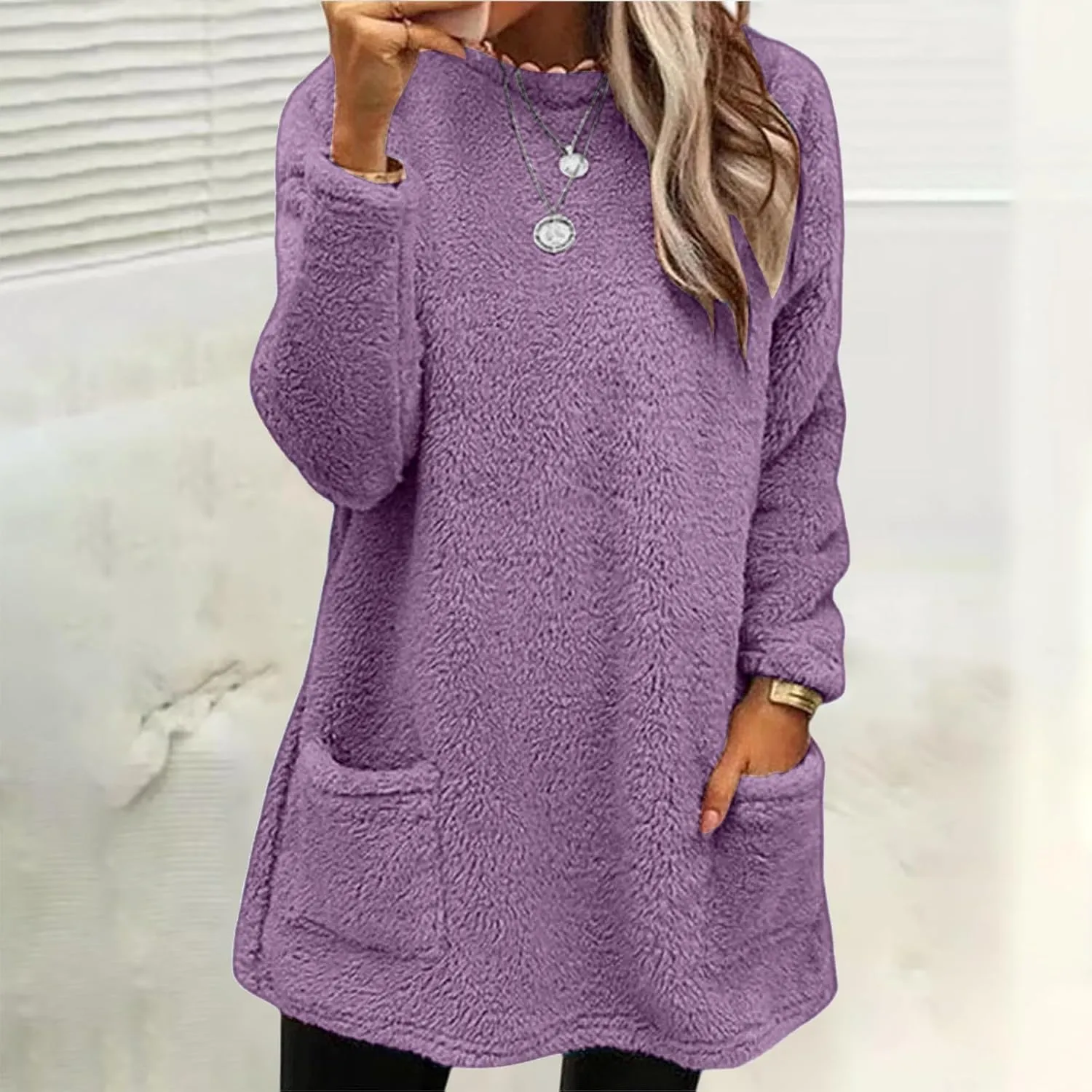 SHAOBGE Hoodies for Women Fleece Linend Warm Sweatshirt Hoodies Long Sleeve Tunic Pullover with Pockets