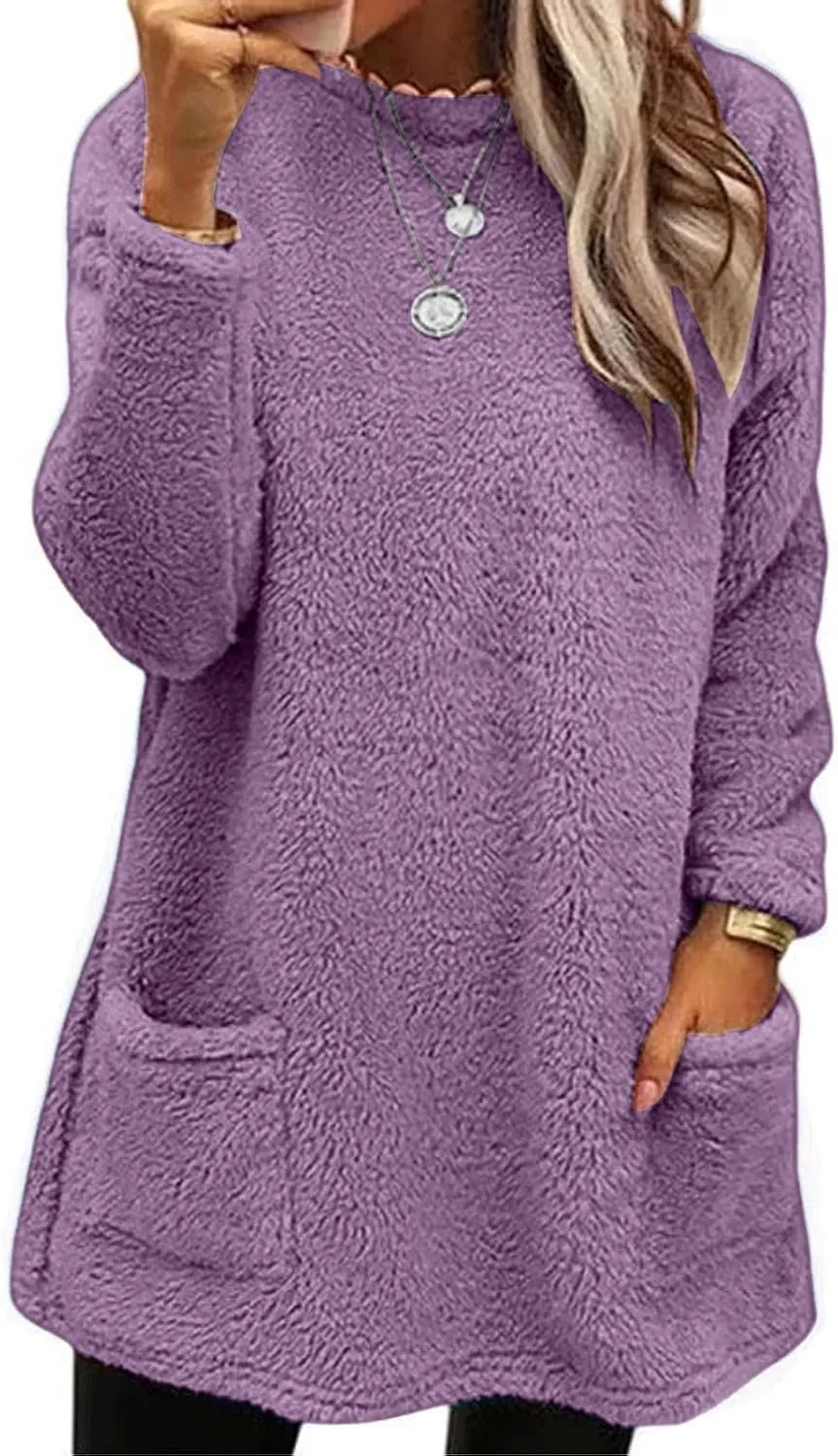 SHAOBGE Hoodies for Women Fleece Linend Warm Sweatshirt Hoodies Long Sleeve Tunic Pullover with Pockets