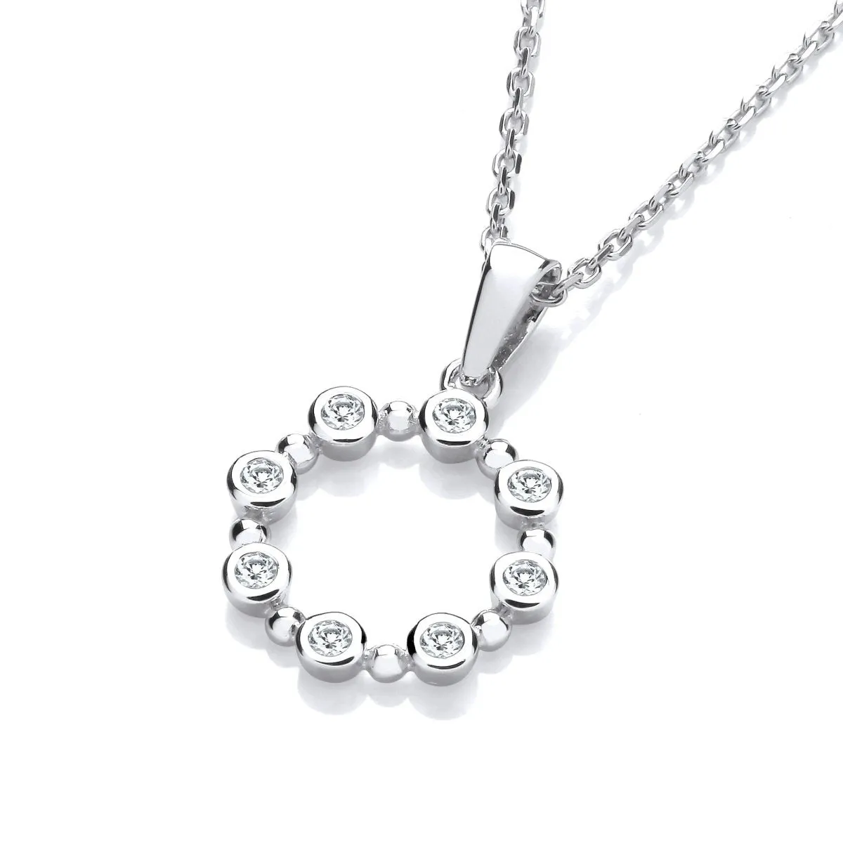 Sterling Silver Circle CZ Pendant