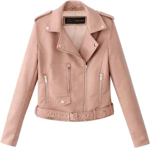 Trendy Faux Leather Moto Biker Jacket Classic Side Zipper PU Coats Outwear Plus Size