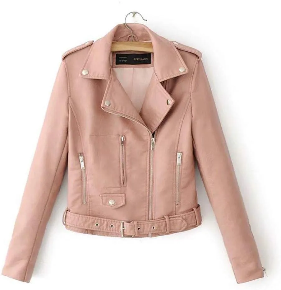 Trendy Faux Leather Moto Biker Jacket Classic Side Zipper PU Coats Outwear Plus Size