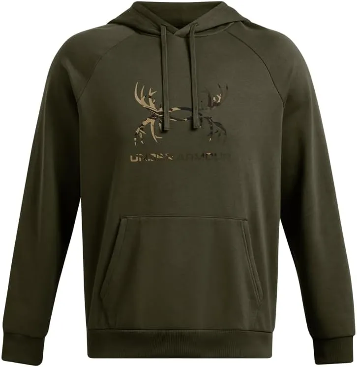 Under Armour Men's Rival Fleece Antler Wordmark Hoodie | Ultra-Soft Cotton-Blend Mens Sweatshirt | Hooded Athletic Pullover