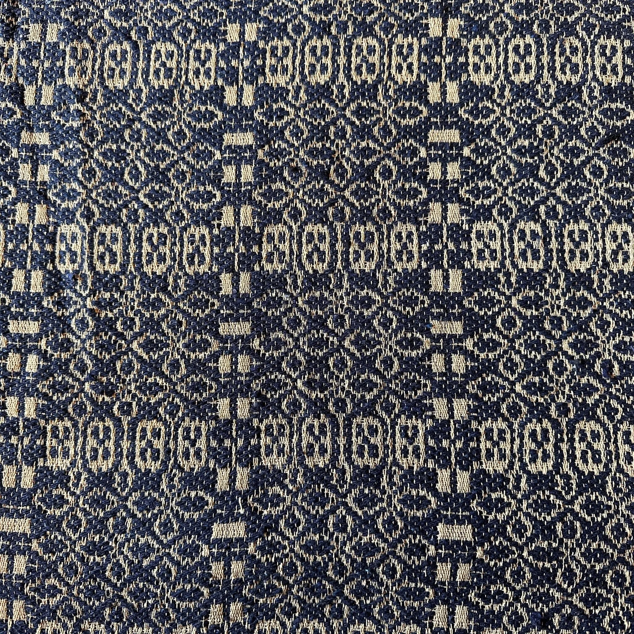 Wentworth Navy and Linen Woven Lined Long Swag Curtains 63"
