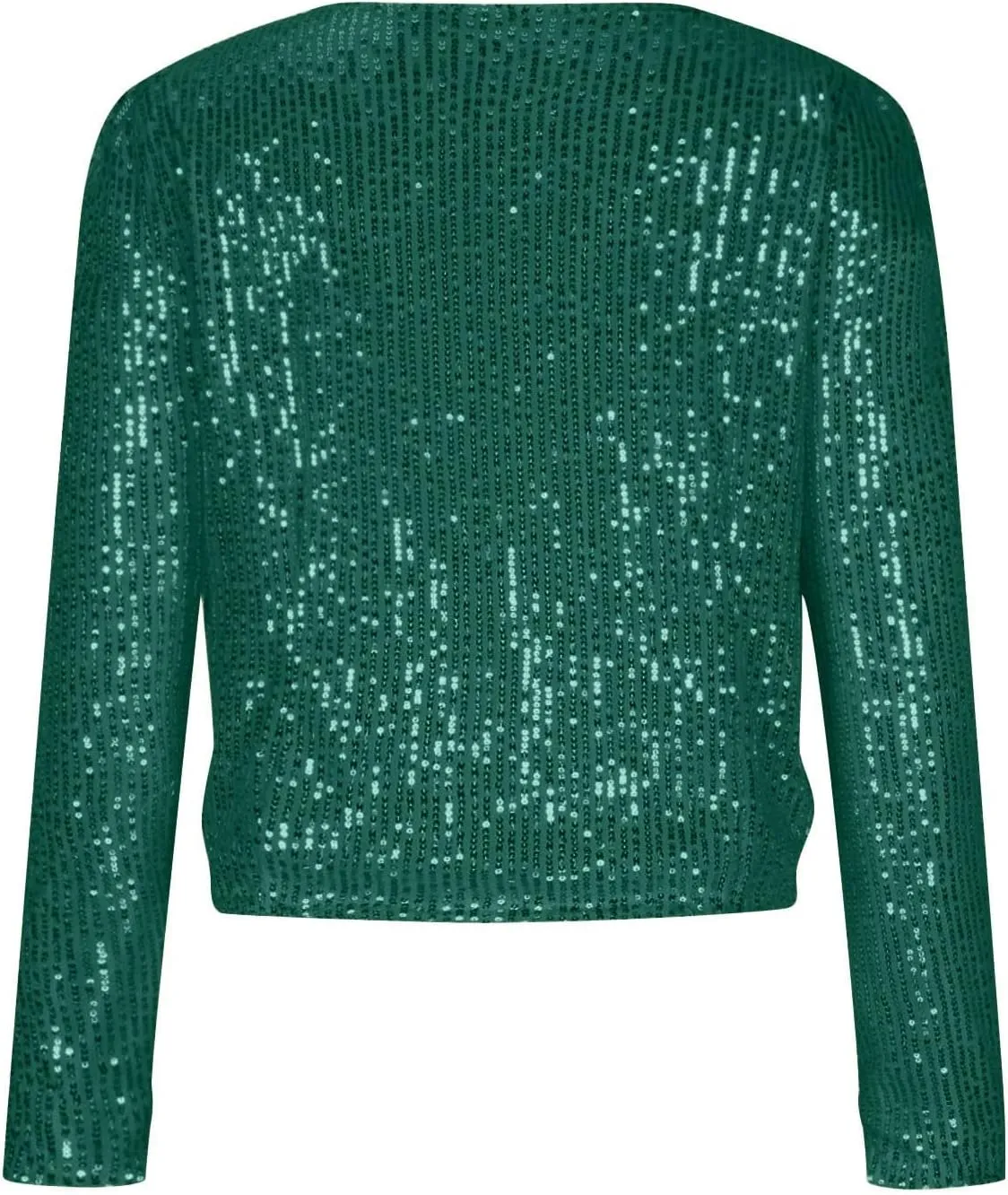 Women Fashion Cropped Sequin Blazer Jacket Casual Open Front Jacket Party Christmas Long Sleeve Sparkly Coats Tops