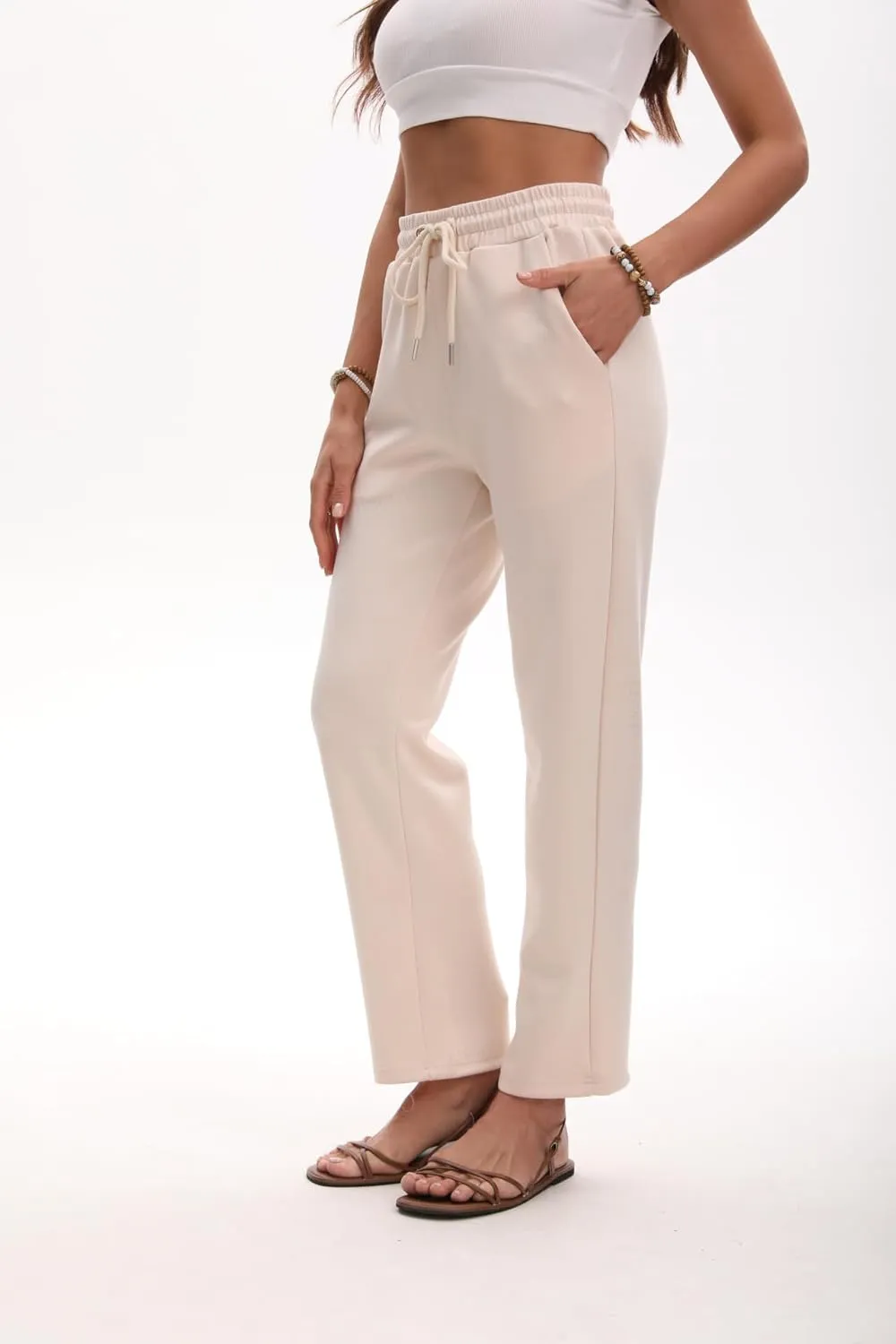 Women Linen Palazzo Pants Summer High Waist Casual Pants Drawstring Wide Leg Pant Beach Travel Vacation Pant