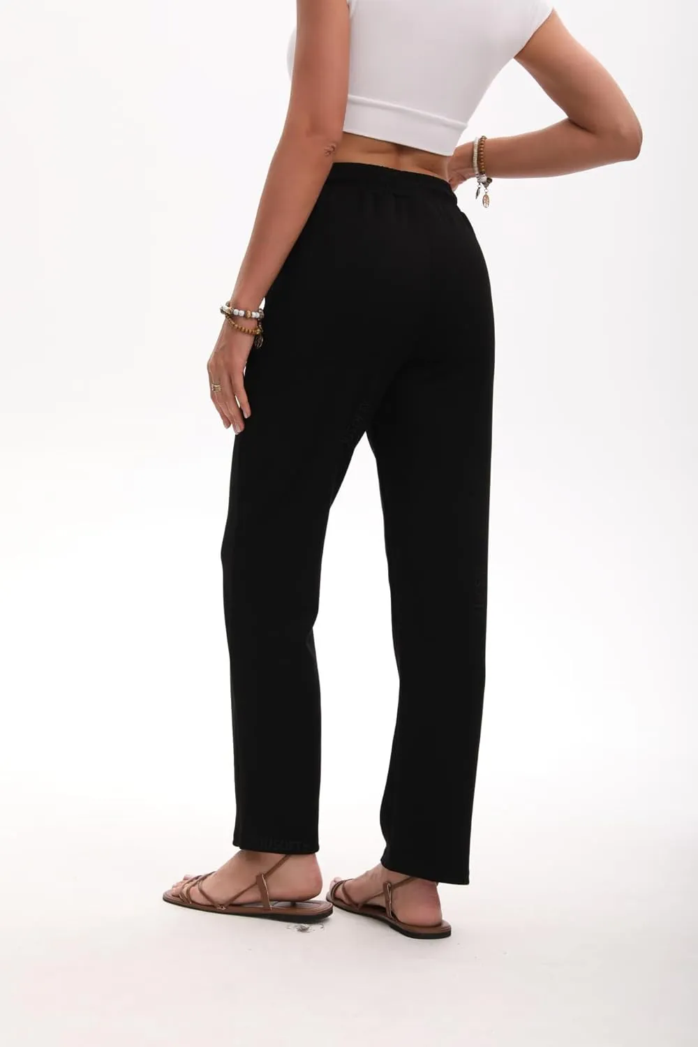 Women Linen Palazzo Pants Summer High Waist Casual Pants Drawstring Wide Leg Pant Beach Travel Vacation Pant