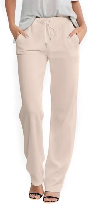 Women Linen Palazzo Pants Summer High Waist Casual Pants Drawstring Wide Leg Pant Beach Travel Vacation Pant
