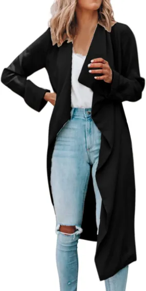 Womens Solid Color Jacket Adults Long Sleeve Lapel Trench Mid Length Coat Casual World of Dance Windbreaker