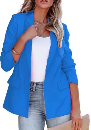 Womens Work Blazer Business Casual 3/4 Sleeve Tops Office Shirts Slim Fit Suit Jacket Fall Blouses Casual Outerwears