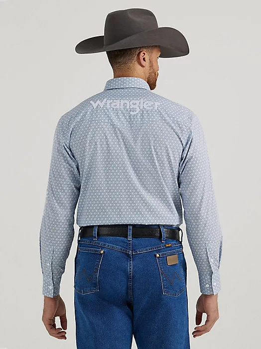 Wrangler Logo Pale Blue Men's Button Up