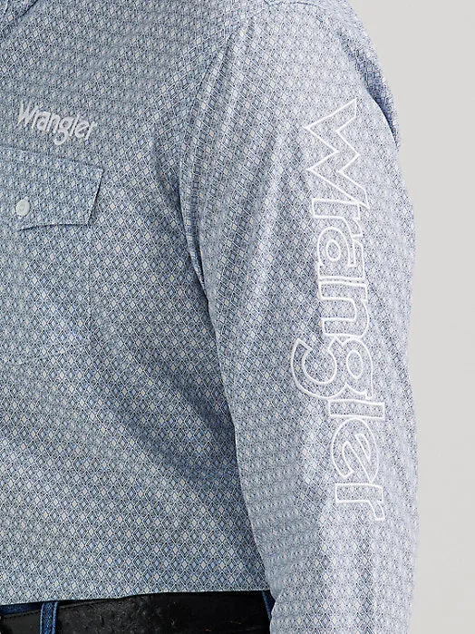 Wrangler Logo Pale Blue Men's Button Up