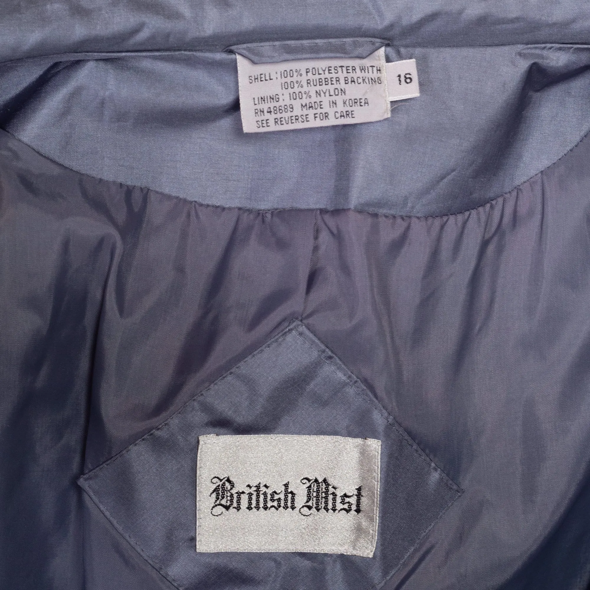 XL 80s Shiny Slate Grey Belted Trench Rain Jacket
