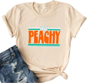 Ykomow Just Peachy T Shirt Womens Short Sleeve Casual Summer Graphic Tees Tops